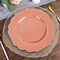 10 TERRACOTTA 12" Baroque PLASTIC DINNER PLATES with Gold Rim